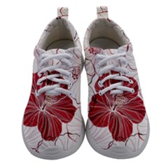 Red Hibiscus Flowers Art Women Athletic Shoes