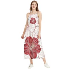 Red Hibiscus Flowers Art Boho Sleeveless Summer Dress