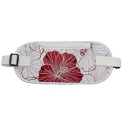 Red Hibiscus Flowers Art Rounded Waist Pouch by Jancukart