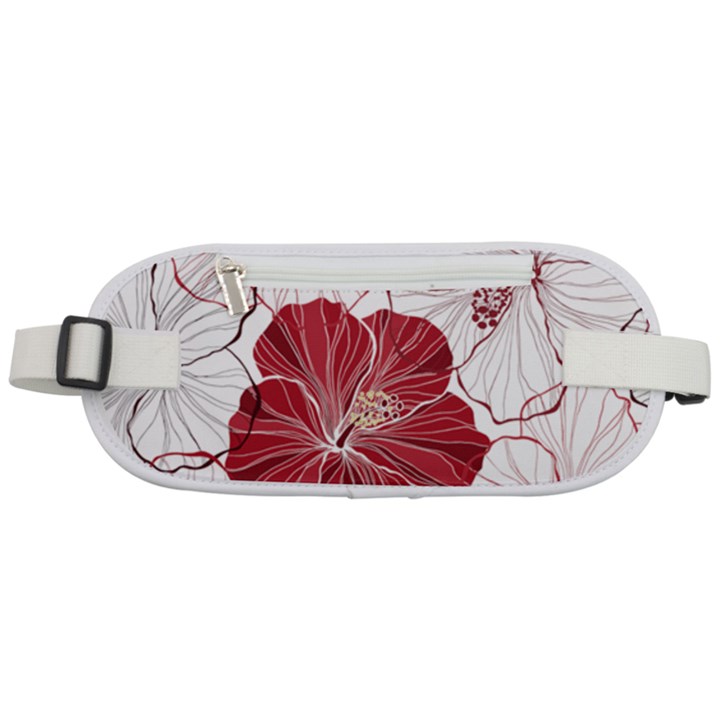 Red Hibiscus Flowers Art Rounded Waist Pouch