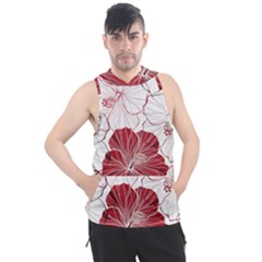 Red Hibiscus Flowers Art Men s Sleeveless Hoodie