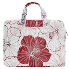 Red Hibiscus Flowers Art Macbook Pro 13  Double Pocket Laptop Bag