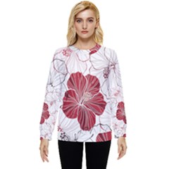 Red Hibiscus Flowers Art Hidden Pocket Sweatshirt by Jancukart