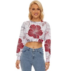 Red Hibiscus Flowers Art Lightweight Long Sleeve Sweatshirt