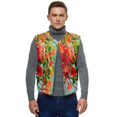 Gathering Sping Flowers  Men s Short Button Up Puffer Vest	 by artworkshop