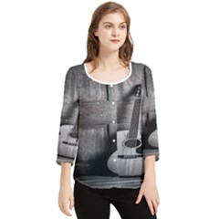 Acoustic Guitar Chiffon Quarter Sleeve Blouse by artworkshop