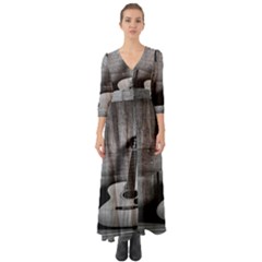 Acoustic Guitar Button Up Boho Maxi Dress