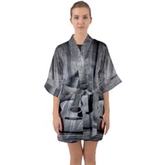 Acoustic Guitar Half Sleeve Satin Kimono  by artworkshop