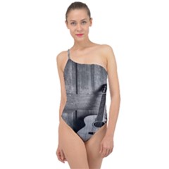 Acoustic Guitar Classic One Shoulder Swimsuit