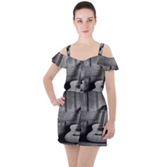 Acoustic Guitar Ruffle Cut Out Chiffon Playsuit