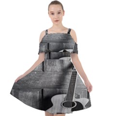 Acoustic Guitar Cut Out Shoulders Chiffon Dress