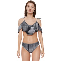 Acoustic Guitar Ruffle Edge Tie Up Bikini Set	