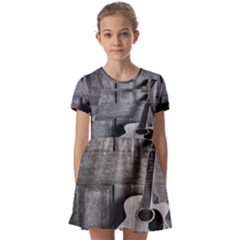 Acoustic Guitar Kids  Short Sleeve Pinafore Style Dress