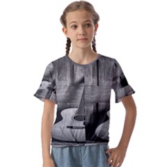 Acoustic Guitar Kids  Cuff Sleeve Scrunch Bottom Tee