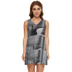 Acoustic Guitar Tiered Sleeveless Mini Dress