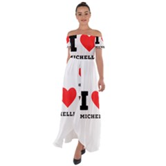 I Love Michelle Off Shoulder Open Front Chiffon Dress