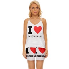 I Love Michelle V-neck Satin Pajamas Set