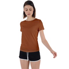 Burnt Orange	 - 	back Circle Cutout Sports Tee by ColorfulSportsWear