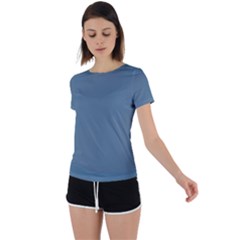 Stone Blue	 - 	back Circle Cutout Sports Tee by ColorfulSportsWear