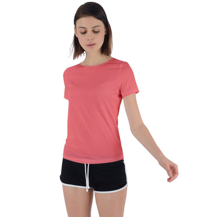 Sun Kissed Coral	 - 	Back Circle Cutout Sports Tee