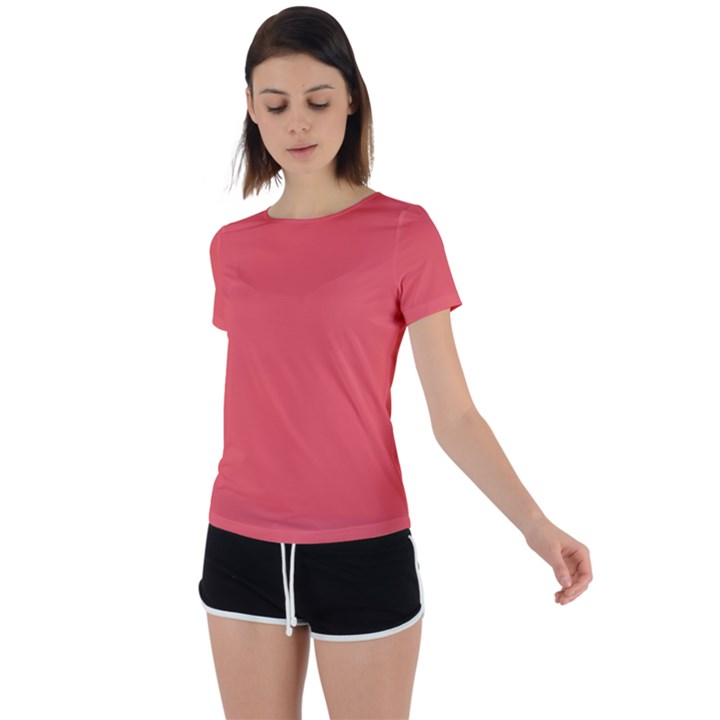 Hot Coral	 - 	Back Circle Cutout Sports Tee