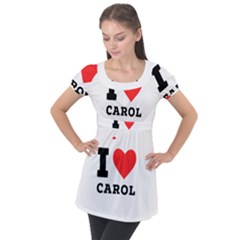 I Love Carol Puff Sleeve Tunic Top