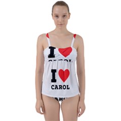 I Love Carol Twist Front Tankini Set