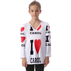 I Love Carol Kids  V Neck Casual Top