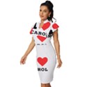 I love carol Vintage Frill Sleeve V-Neck Bodycon Dress View2