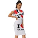 I love carol Vintage Frill Sleeve V-Neck Bodycon Dress View3