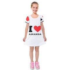 I Love Amanda Kids  Short Sleeve Velvet Dress by ilovewhateva