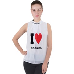 I Love Amanda Mock Neck Chiffon Sleeveless Top by ilovewhateva