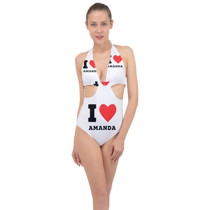 I love amanda Halter Front Plunge Swimsuit