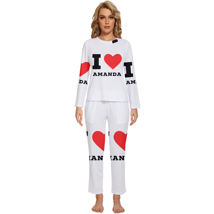 I love amanda Womens  Long Sleeve Lightweight Pajamas Set