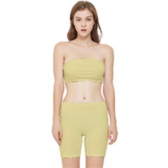 Custard Yellow	 - 	stretch Shorts And Tube Top Set by ColorfulSportsWear