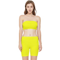 Lemon Glacier Yellow	 - 	stretch Shorts And Tube Top Set by ColorfulSportsWear