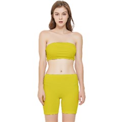 Corn Yellow	 - 	stretch Shorts And Tube Top Set by ColorfulSportsWear