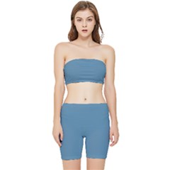 Niagara Blue	 - 	stretch Shorts And Tube Top Set by ColorfulSportsWear