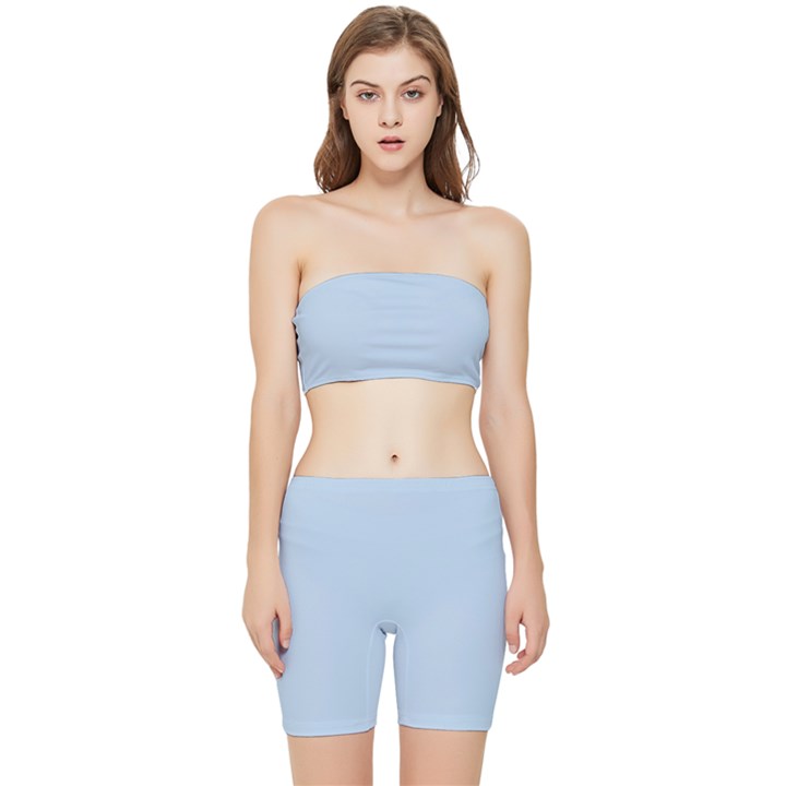 Pale Aqua Blue	 - 	Stretch Shorts and Tube Top Set