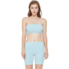 Pale Blue Lily	 - 	stretch Shorts And Tube Top Set by ColorfulSportsWear