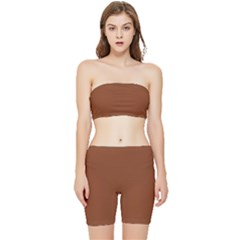 Fuzzy Wuzzy Brown	 - 	stretch Shorts And Tube Top Set by ColorfulSportsWear