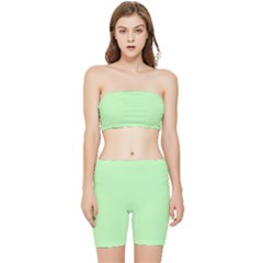 Light Jade	 - 	stretch Shorts And Tube Top Set by ColorfulSportsWear