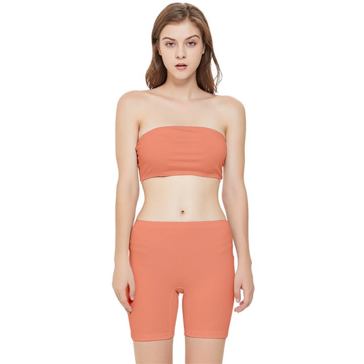 Basket Ball Orange	 - 	Stretch Shorts and Tube Top Set