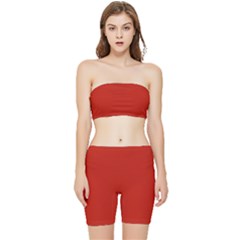 Chili Red	 - 	stretch Shorts And Tube Top Set by ColorfulSportsWear