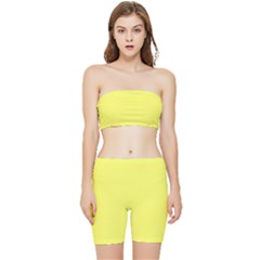 Laser Lemon Yellow	 - 	stretch Shorts And Tube Top Set by ColorfulSportsWear