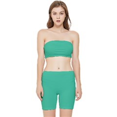 Mountain Meadow Green	 - 	stretch Shorts And Tube Top Set by ColorfulSportsWear