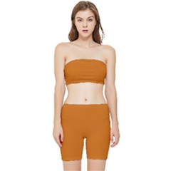 Sedona Orange	 - 	stretch Shorts And Tube Top Set by ColorfulSportsWear