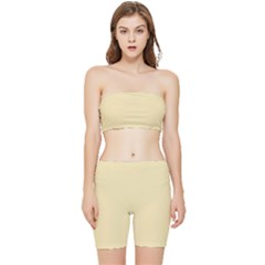 Medium Champagne	 - 	stretch Shorts And Tube Top Set by ColorfulSportsWear