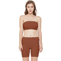 Sugar Brown	 - 	stretch Shorts And Tube Top Set by ColorfulSportsWear