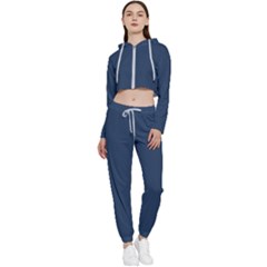 Navy Peony Blue	 - 	cropped Zip Up Lounge Set by ColorfulSportsWear